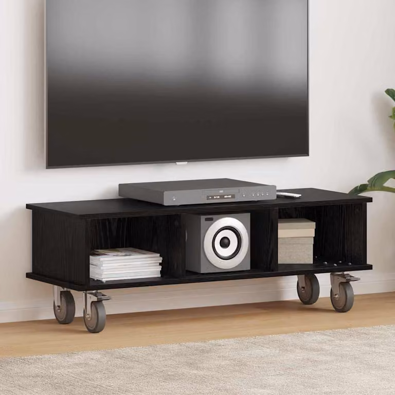 Supporto TV moderno vidaXL in legno ingegnerizzato color rovere nero L/P/H: 100 x 35 x 35 cm
