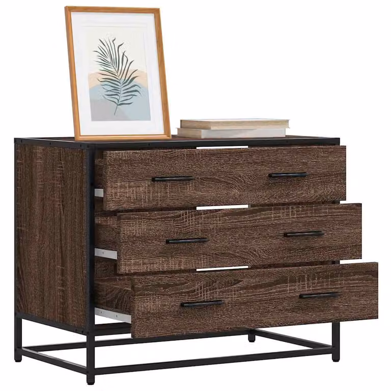 Cassettiera vidaXL in stile industrial in legno e metallo, colore marrone, L 70 cm x P 41 cm x H 56 cm