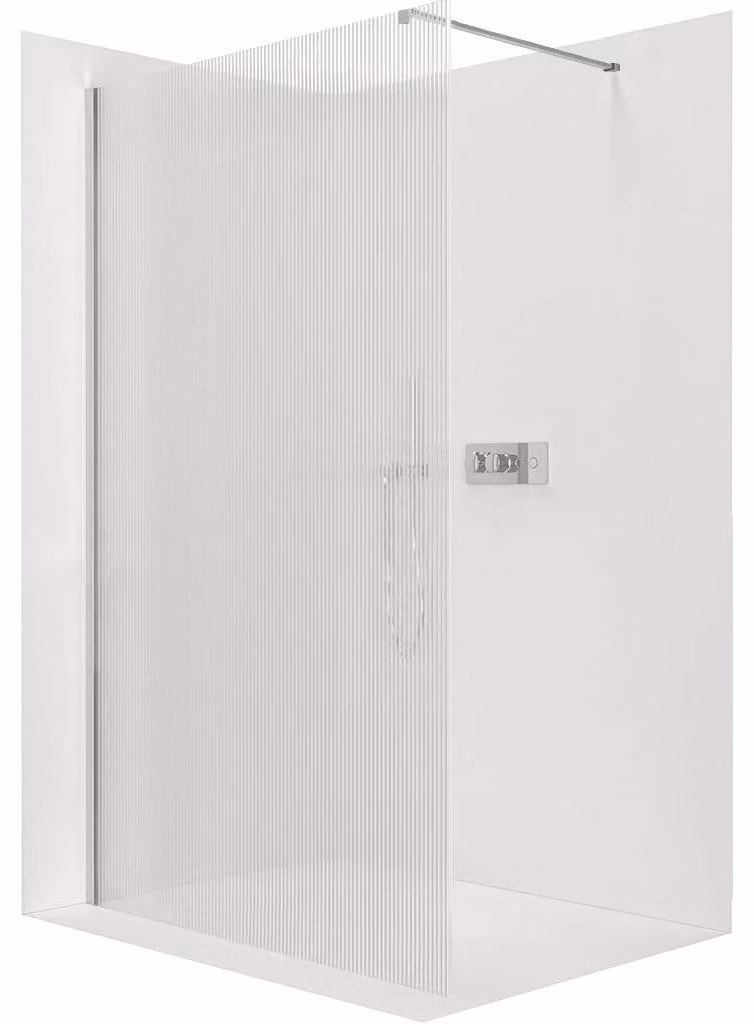 CERANO - Box doccia Walk-in Onyx Cube L/P - 8 mm - montante squadrato - cromato, vetro rigato - 90x200 cm