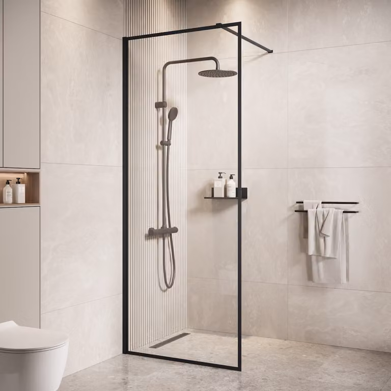 Badplaats Parete Doccia Georgia 60 x 200 cm - Nero - Doccia Walk-In 8 mm Vetro di Sicurezza