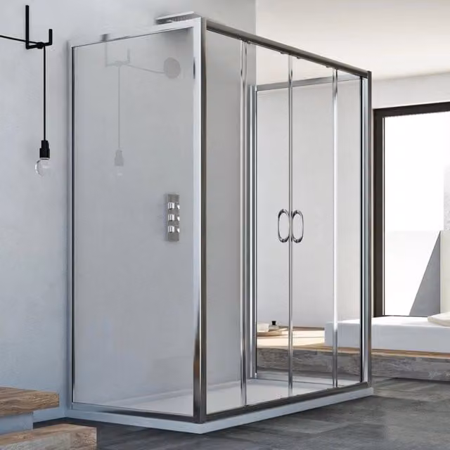Box Doccia 3 lati 75x130x75 CM H185 trasparente mod. Replay Trio 2 Ante