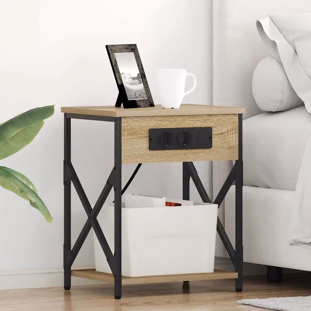 Armadio da notte vidaXL in stile rustico color marrone, L 41 cm x P 31 cm x H 51 cm