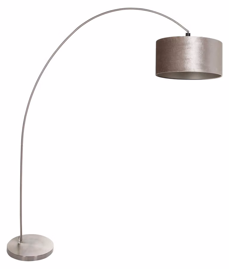 Lampada da terra - acciaio - Solva - metallo tessile - lampada ad arco - E27 - 3909ST - Mexlite
