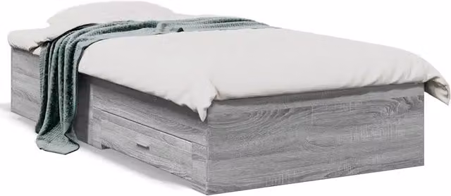 Letto singolo | Letto per adulti | Giroletto Cassetti Grigio Sonoma 90x190 cm Legno Multistrato