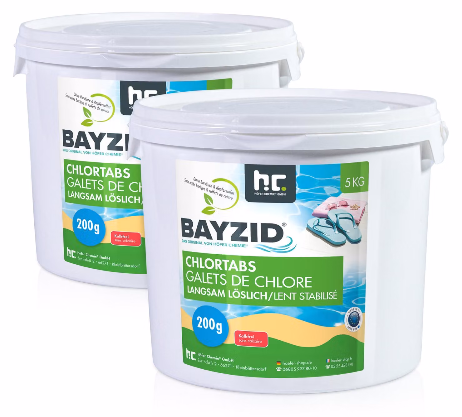2 confezioni da 5 kg di BAYZID® pastiglie di cloro da 200 g a dissoluzione lenta