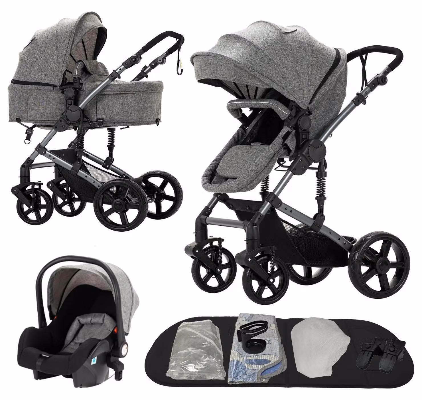Passeggino per bambini, leggero, design pieghevole, colore grigio B588