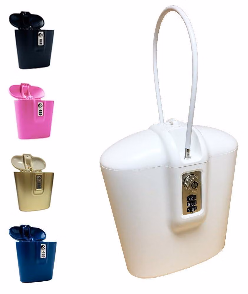 Mini cassaforte con serratura a chiave e combinazione numerica, portatile, bianca, adatta sia per interni che per esterni