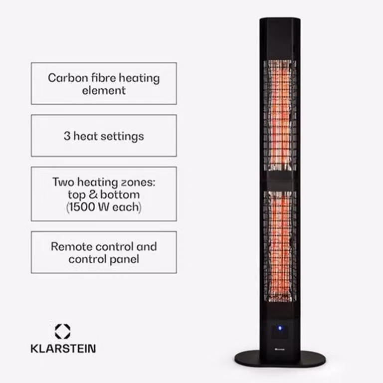 Riscaldatore da esterno - 3000W - Nero - Riscaldamento a infrarossi per un comfort ottimale - Godetevi il vostro spazio all'aperto
