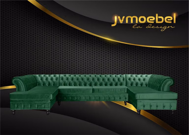 Chesterfield Wohnzimmer Couch Wohnlandschaft xxl Sofa Couchen Polster Ecke Samt