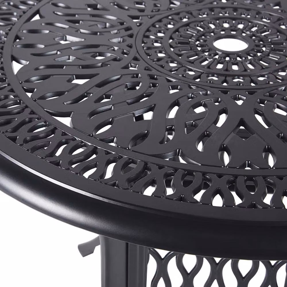 Tavolo da giardino rotondo BELIANI in alluminio nero opaco stile vintage ø 90 cm – 2