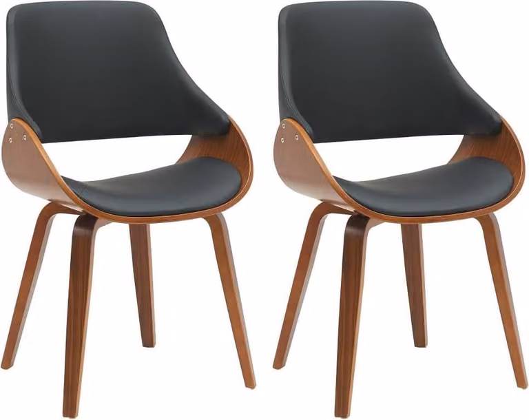 set di 2 sedie da pranzo - sedie da cucina - ecopelle e noce, comode e resistenti