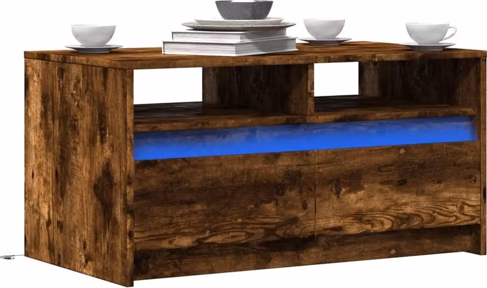 Maison Exclusive - Tavolino LED in legno di quercia affumicato