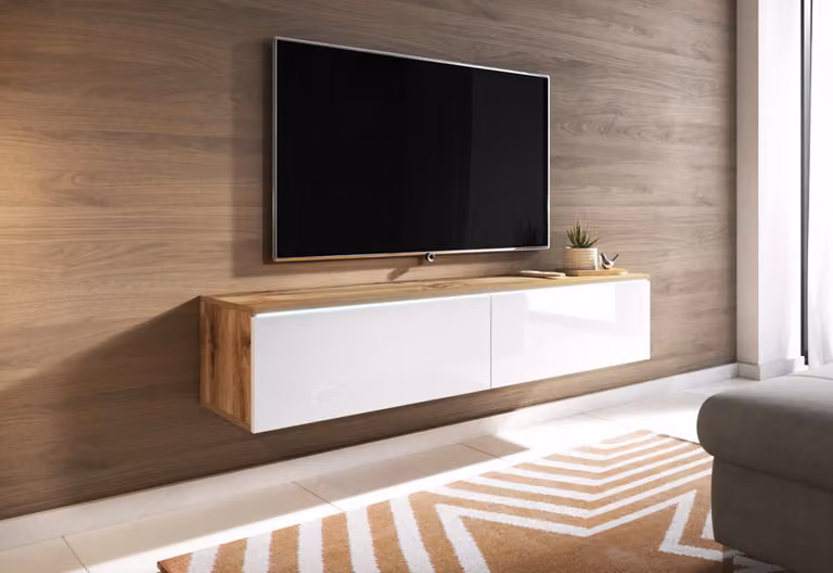 Tavolino per TV CERIE 140 - rovere wotan / bianco lucido