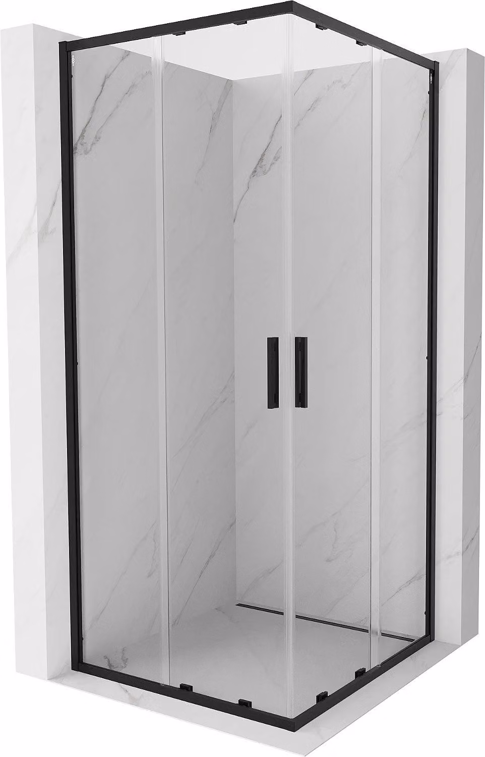 Mexen Exo cabina doccia quadrata scorrevole 80 x 80 cm, trasparente, nera - 8111-080-080-70-00