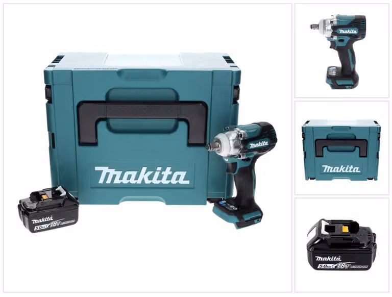Makita DTW 300 T1J Avvitatore ad impulsi a batteria 18V 330Nm + 1x Batteria 5,0 Ah + Valigetta Makpac - senza caricabatterie