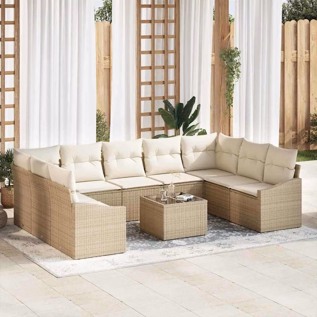 Maison Exclusive - Set Divano da Giardino Beige e Crema polyrattan