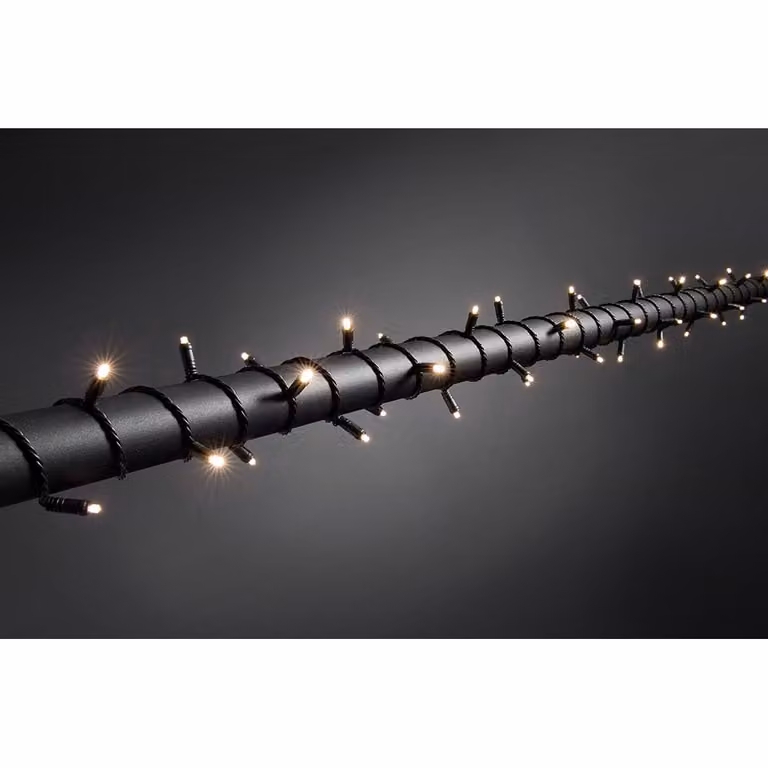 Konstsmide - Micro luci LED da fata, con dimmer, isolate/incapsulate, IP67, 80 diodi bianchi caldi, trasformatore per esterni da 24 V, cavo morbido nero ; 6621-117