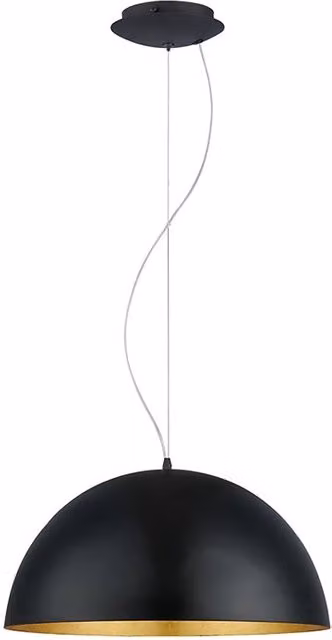 Lampadario Sospeso Contemporaneo Eglo Gaetano 1 Luce in Metallo Nero e Oro con Attacco E27