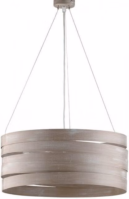 Lampadario a sospensione moderno Mambo Bonetti in metallo e legno beige con altezza regolabile