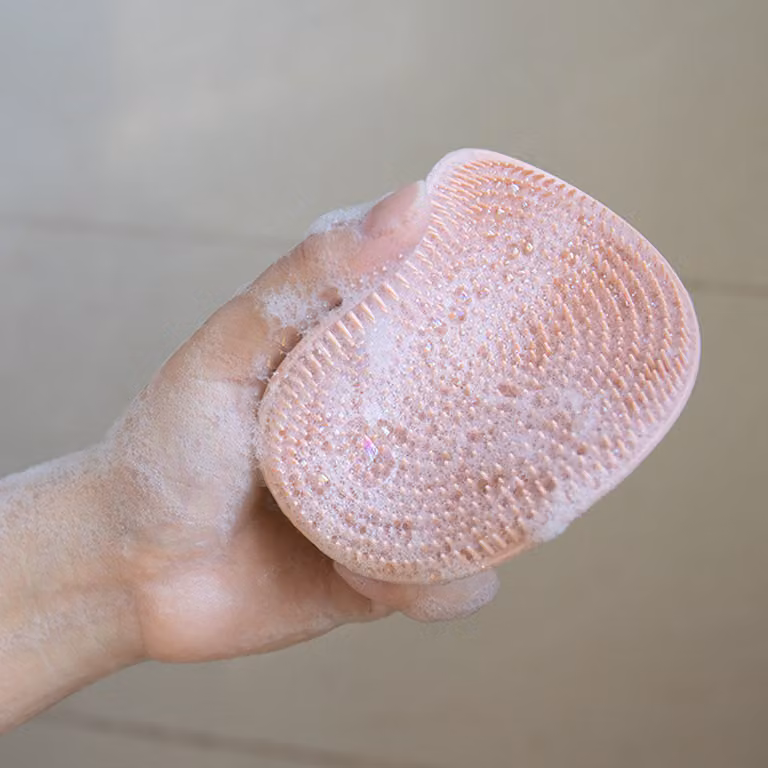 INF Spazzola doccia in silicone, scrub corpo Beige