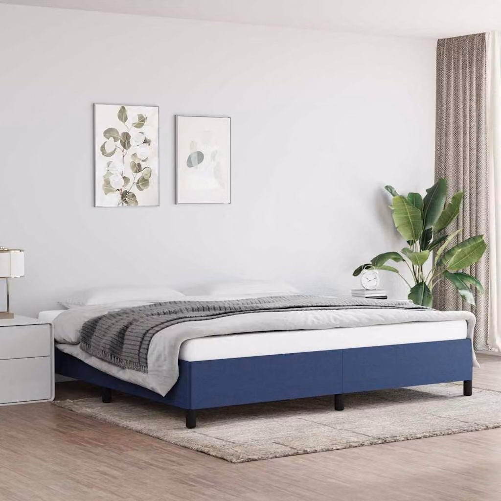Giroletto vidaXL senza materasso in tessuto blu con doghe in legno 200x200 cm