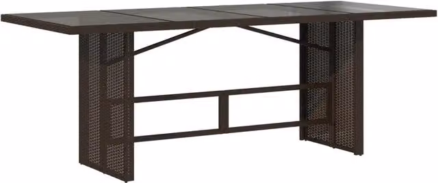 Tavolo Giardino | Tavolino da esterno Piano in Vetro Marrone 190x80x75cm Polyrattan