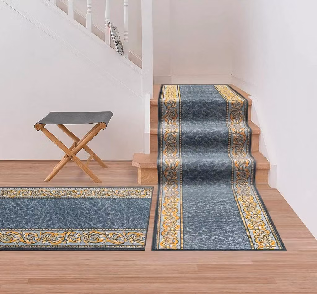 Passatoia EMMEVI Grigia in Stile Barocco Orientale, Lavabile e Antiscivolo, L/P: 67 x 850 cm – 2