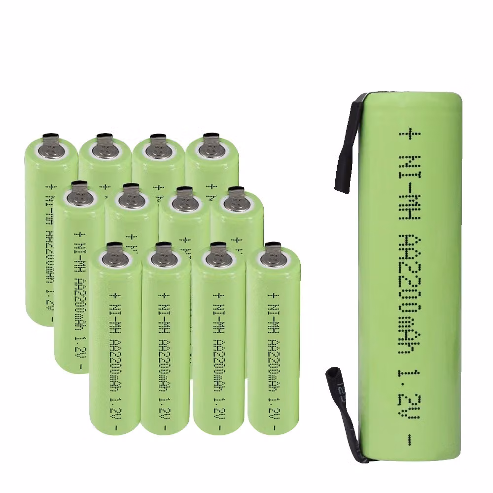 Batteria ricaricabile, capacità 2200 mAh, terminali a saldare, 12 pezzi, 1,2 V