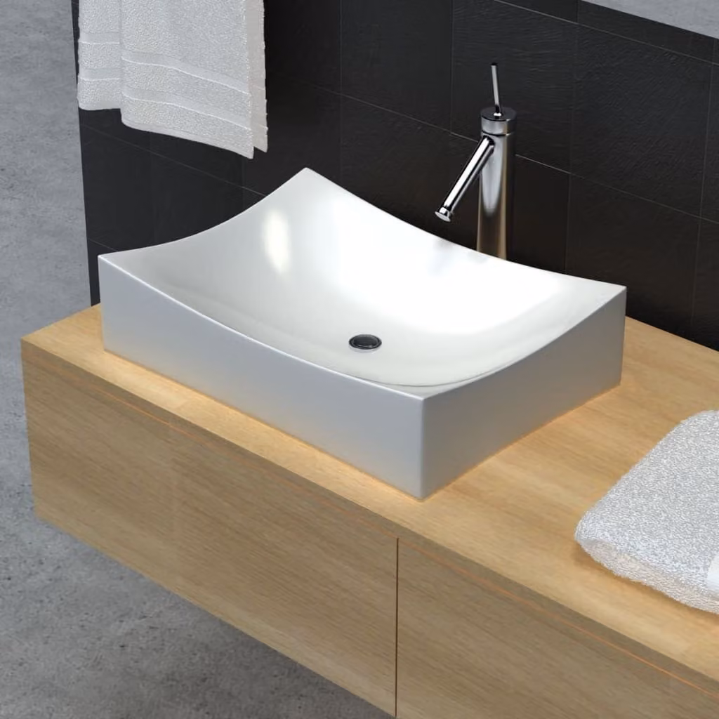 Lavabo in Vetroceramica porcellanata Bianco lucido