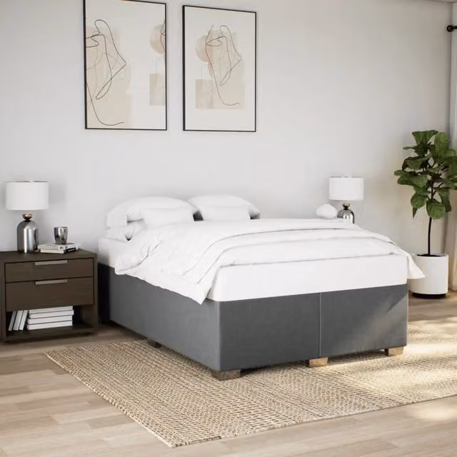 Struttura Letto con Giroletto Design Mania in Tessuto Grigio, L 140 cm x P 190 cm