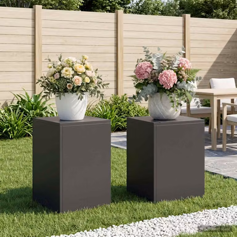 Set di 2 supporti per piante vidaXL in metallo nero per giardino e balcone L/P/H: 30 x 30 x 40 cm