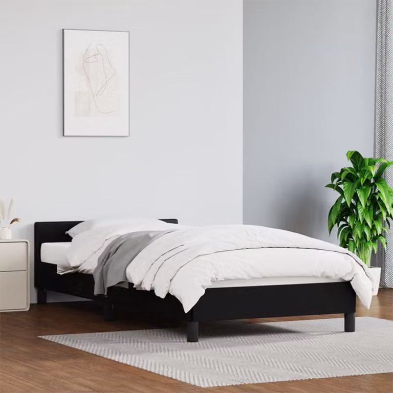 The Living Store Struttura letto con testiera nera 80x200 cm in ecopelle