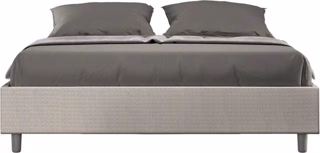 Letto Matrimoniale Azelia con Contenitore e Rete con Alzata Imbottito in Tessuto con Motivo Geometrico L/P: 160 x 200 cm Colore Grigio e Bianco