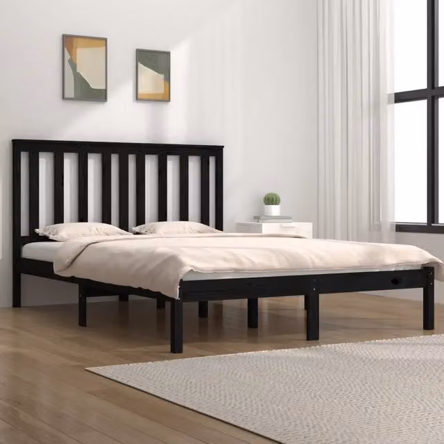Giroletto vidaXL in legno massello di pino nero per adulti L/P: 140 x 190 cm