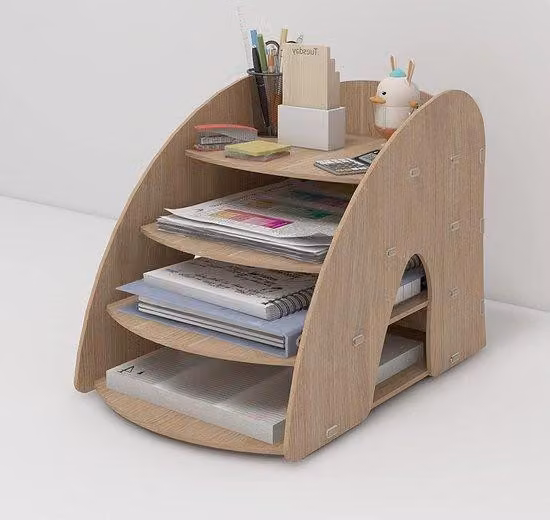 Cartella da ufficio in legno A4, raccoglitore per documenti, organizer per l'ufficio a casa