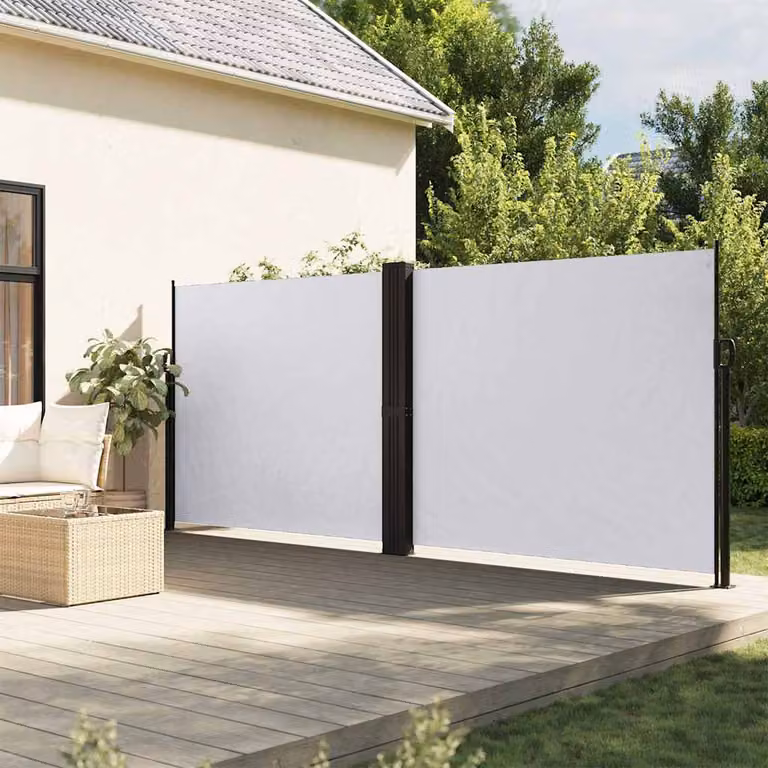 Tenda da Sole Laterale Retrattile vidaXL in Poliestere e Acciaio, Bianco, L: 600 cm, H: 160 cm