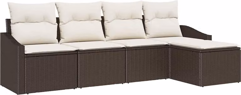 Set di divani con cuscino 5 pcs Marrone polyrattan