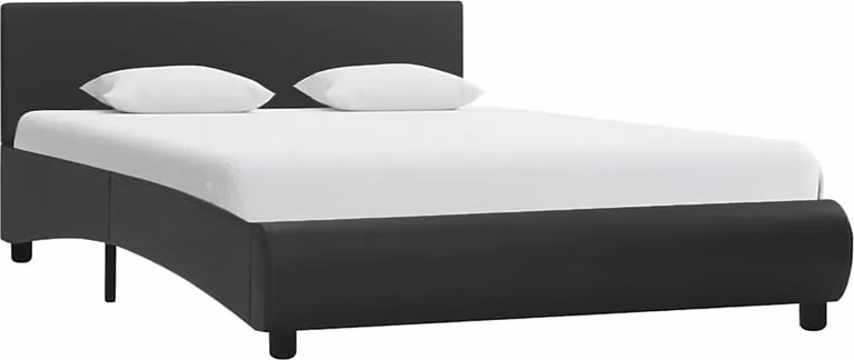 The Living Store Struttura letto con LED in ecopelle nera 120x200 cm