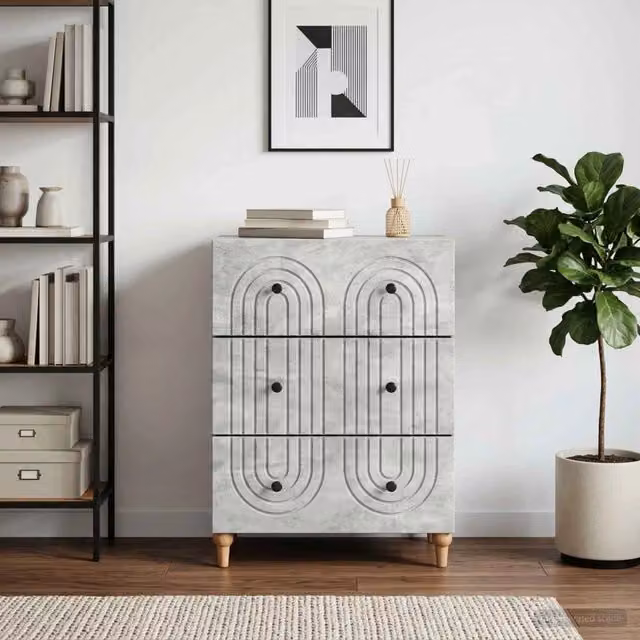 Mobile con Cassetti Moderno vidaXL Grigio Cemento L: 66 cm, P: 34,5 cm, H: 90 cm
