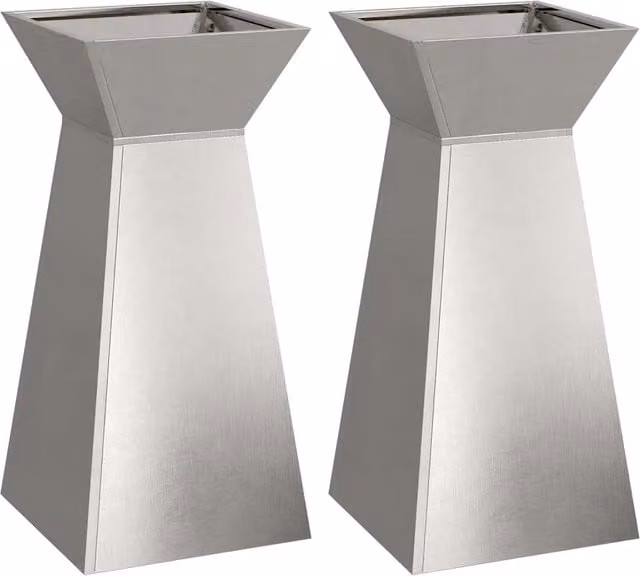 2 pz Fioriere | Cassetta per fiori | Vaso a Pilastro Argento 35 x 35 x 73 cm
