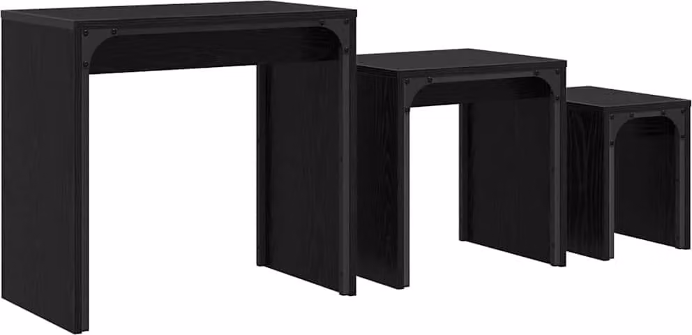 Tavolino da salotto 3 pcs Rovere Nero Legno multistrato