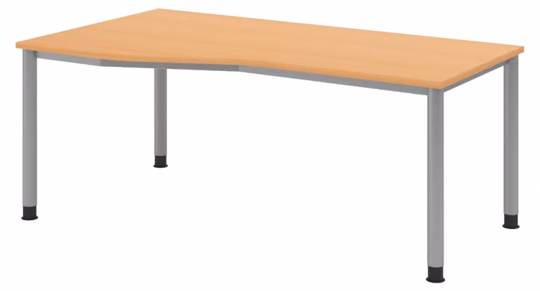 Scrivania bümö Serie H - Struttura: argento, finitura: faggio, dimensioni: 180 x 100 cm