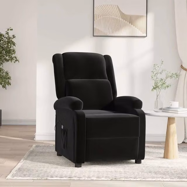 Poltrona Elettrica Reclinabile-Divano Sedia Nera in Tessuto 307561