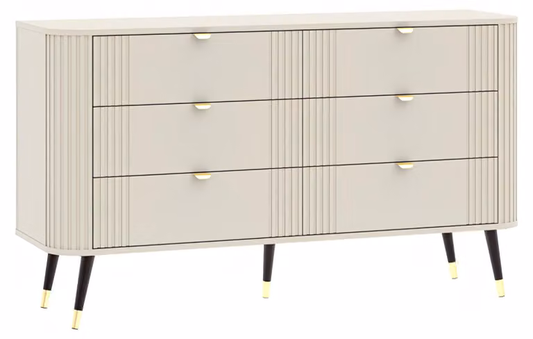 Comodino con 6 cassetti, in legno impiallacciato, dimensioni 138 x 2 x 40 x 79 cm, altezza 7 cm