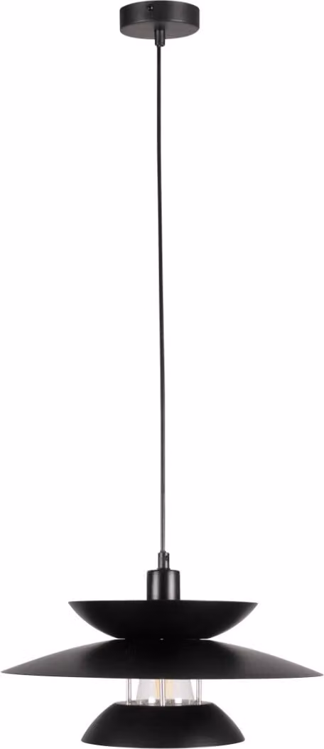Lampada a sospensione decorativa nera regolabile Berit 1xE27 20W Polux