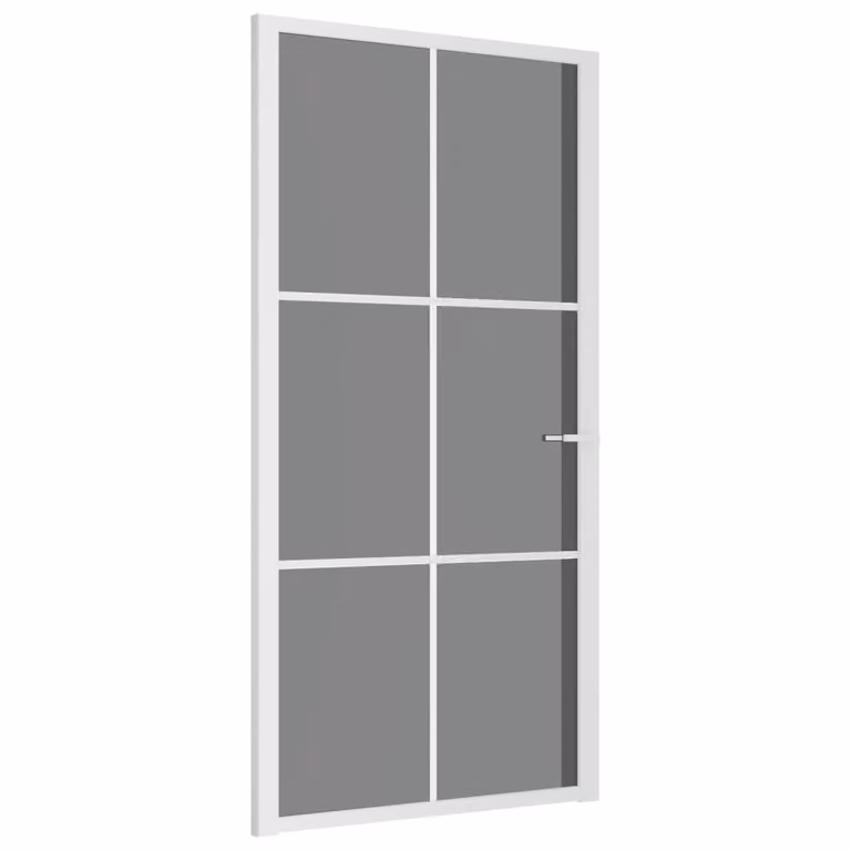Porta Interna 102,5x201,5 cm Bianca in Vetro ESG e Alluminio