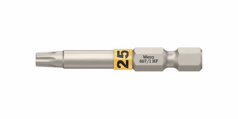 Bit 867 TORX® HF 1/4 di pollice TX 25 L.50mm con sistema di codifica a colori WERA