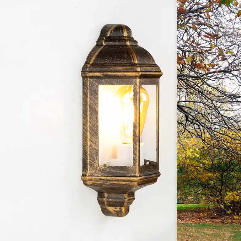 Lampada da parete in stile antico, in ottone, grado di protezione IP44, attacco E27, 17,5 cm, design nautico, per esterni