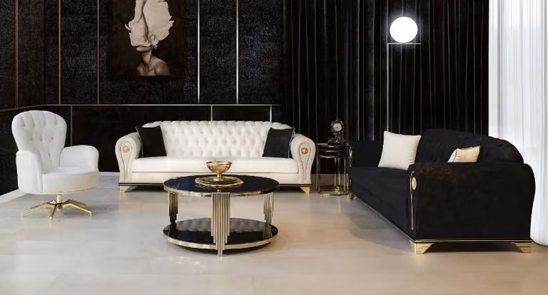 Luxus Chesterfield Sofagarnitur 3+3+1 Couch Sofa Polster Möbel Garnituren
