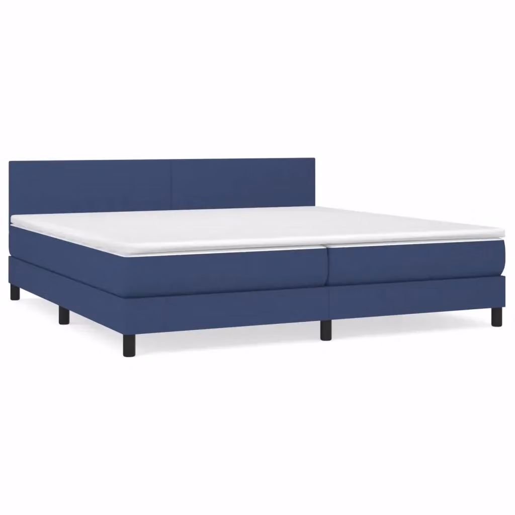 Letto Ibrido vidaXL con Giroletto a Molle e Materasso in Tessuto Blu e Bianco L/P/H: 200 x 203 x 88 cm – 2